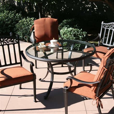 Darlee Charleston 5 Piece Cast Aluminum Patio Dining Set With Glass Top