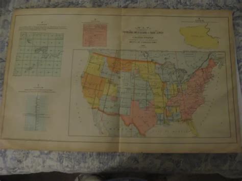 Antique 1908 United States Handcolored Map Territory Texas California