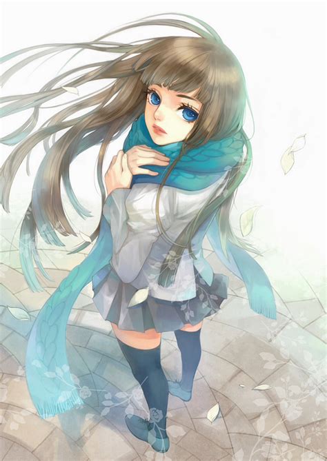 Anime Girl Beautiful Blue Eyes Long Hair Winter Wallpaper 1440x2035 642475 Wallpaperup