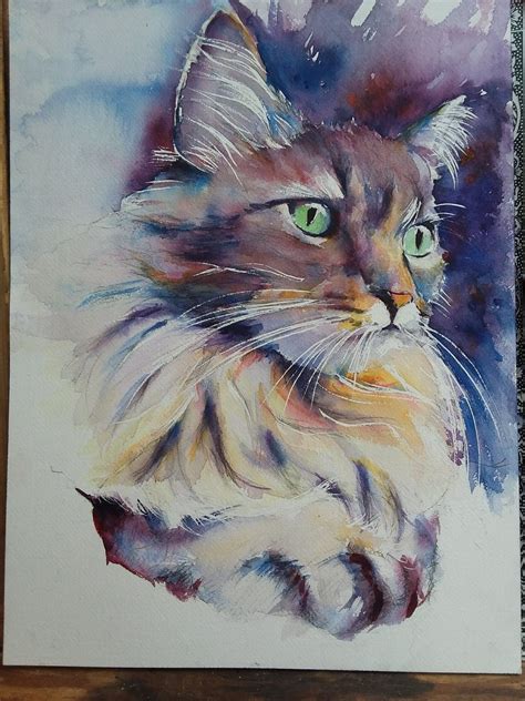 Pin By Aditi On Acuarelas Watercolor Cat Custom Cat Portrait