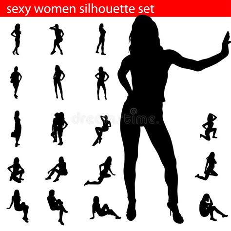 Positionnement Sexy De Silhouette De Femmes Illustration De Vecteur