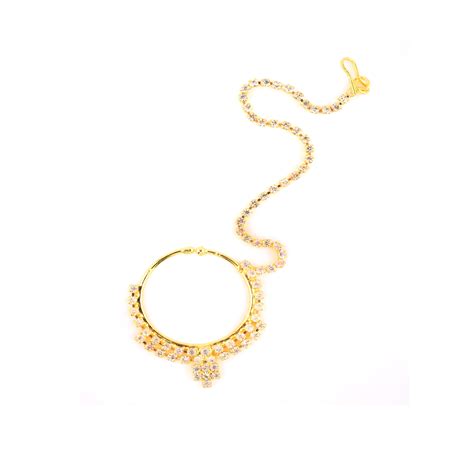 Abhinn Traditional Gold Plated Large Hoop Nose Ring With Cz Crystal Stones For Women Oyeshop