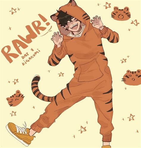 Tiger Onesies Anime Male Boy Tigger Rawr Kitty Cat Feline Anime