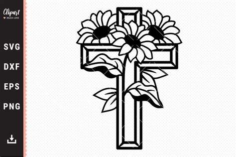 Sunflower Cross Svg Religious Svg Dxf Png By Decobrush Thehungryjpeg