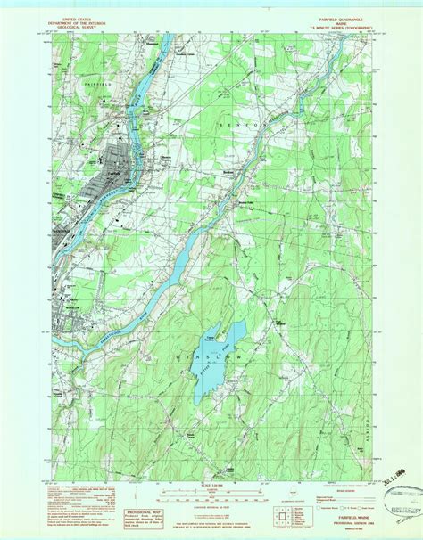 Fairfield Maine 1982 1983 Usgs Old Topo Map Reprint 7x7 Me Quad