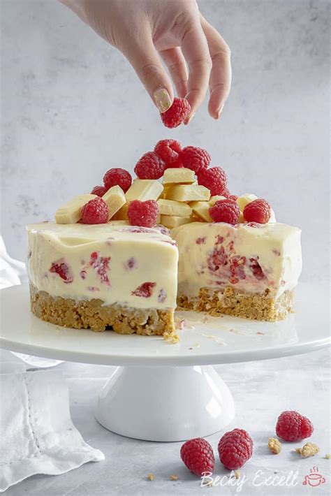 My favourite toppings are raspberries with toasted ground walnuts and almonds or blueberries and shredded dark chocolate. White Chocolate Raspberry Cheesecake Recipe - White Chocolate Raspberry Cheesecake (Easy Recipe ...
