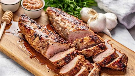 If pork is done before sprouts are tender (especially if large), transfer pork to a cutting board and cover with foil. Honey Dijon Garlic Roasted Pork Tenderloin