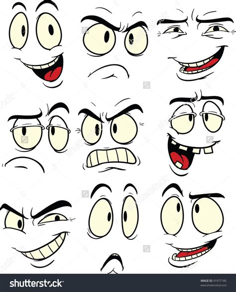 Stock Vector Cartoon Facial Expressions Vector Illustration Each