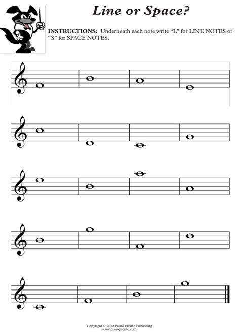 Music Note Worksheets For Beginners