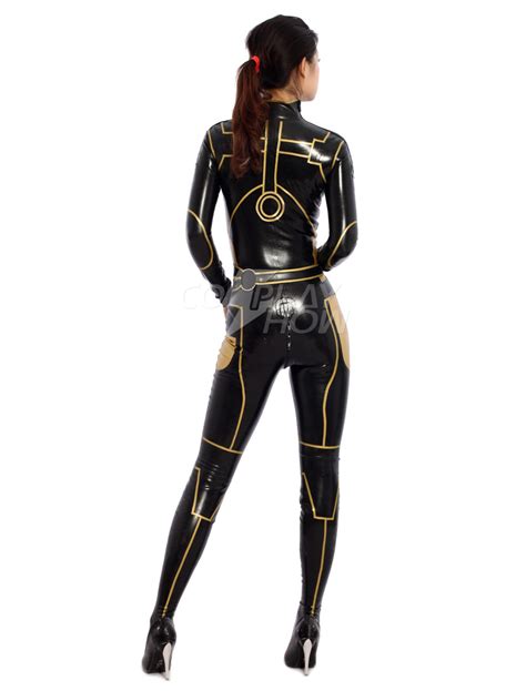 Halloween Sexy Latex Catsuit Black Ninja Bodysuit