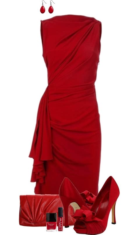 Draped In Red By Chrissykp Liked On Polyvore Fashion Red Outfit