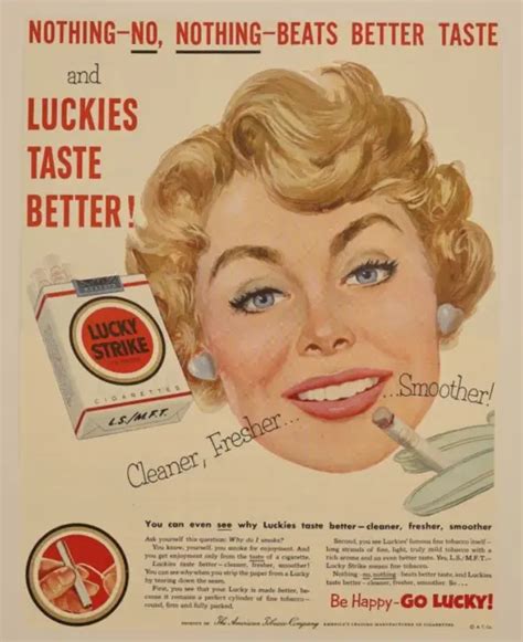 Vintage Lucky Strike Cigarettes Advertisement Illustrated Woman Smoking