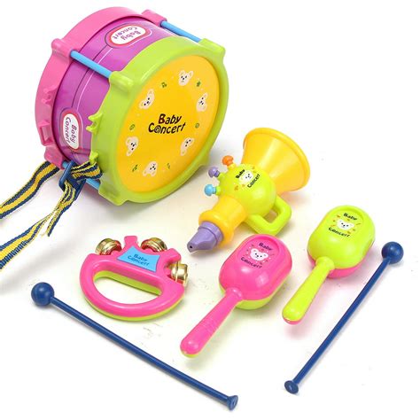 5pcs Kids Baby Roll Drum Musical Instruments Band Kit Children Toy T