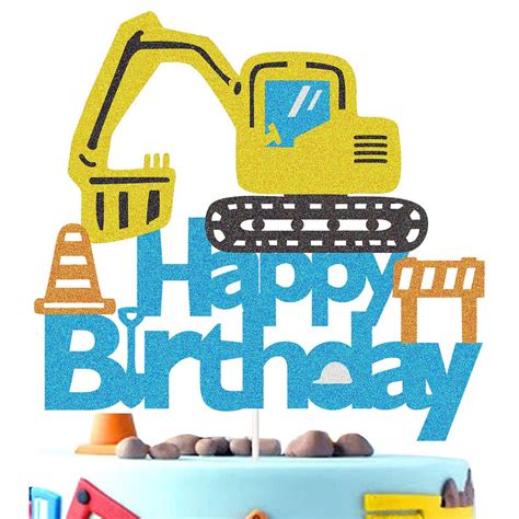 Buy G LOVELY S Construction Truck Happy Birthday Cake Topper Excavator Engineering Party Cake