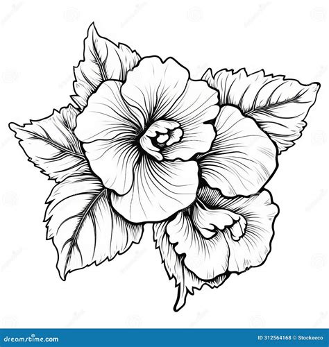 Monochrome Flower Coloring Pages: Free Hibiscus & Begonia Svg for