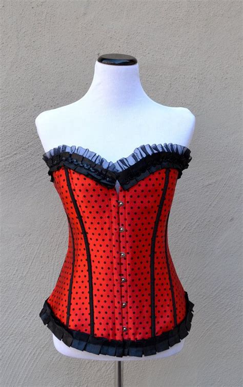 Items Similar To Red Corset With Black Polka Dots Size L On Etsy