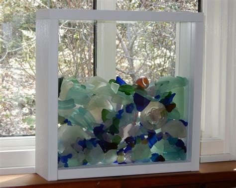 Designer Stand Up Bling Beach Glass Display Window Etsy Sea Glass Display Sea Glass Diy