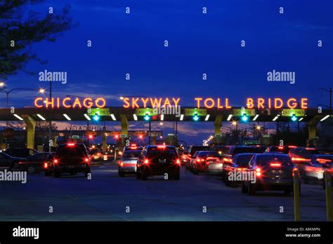 Chicago Skyway Toll Bridge To Downtown Chicago Illinois Usa Stock