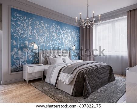 Add warmth and softness with textured wallcoverings. Modern Bedroom Interior Design Classic Elements Stock ...