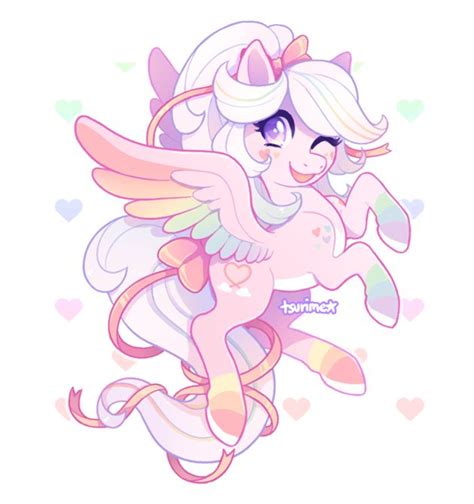 A Pink Pony With Wings And Hearts On Its Chest Flying Through The Air