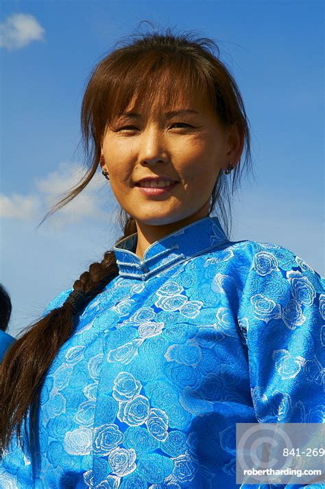 Young Mongolian Woman In Traditional Stock Photo