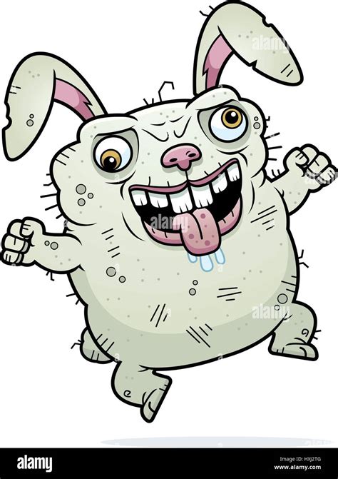 A Cartoon Illustration Of An Ugly Bunny Looking Crazy Stock Vector