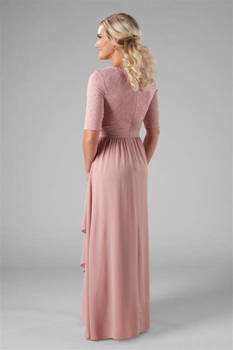 This Lovely Modest Bridesmaids Dress Features A Darling Lace Bodice And