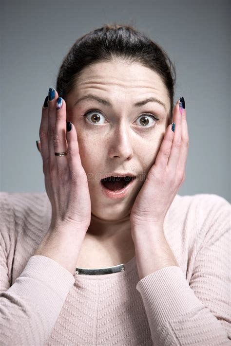 Portrait Of Young Woman With Shocked Facial Expression Stock Image Image Of Happy Adult 67953839