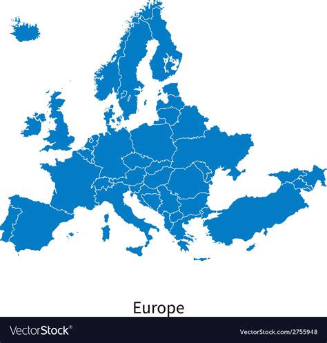 Detailed Map Of Europe Political Map With Borders Vector Image