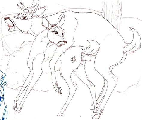 Rule 34 Bambi Character Bambi Film Disney Faline Klaus Doberman Monochrome Penis Sketch