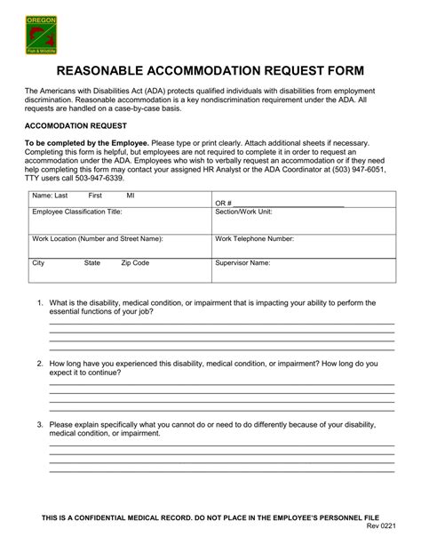 Oregon Reasonable Accommodation Request Form Fill Out Sign Online