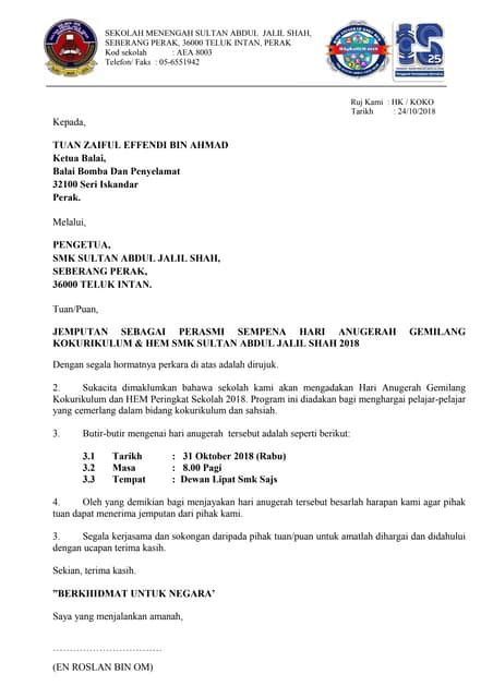 Surat Jemputan Perasmi Pdf