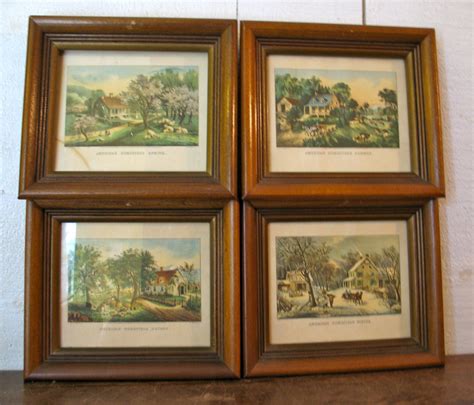 Currier And Ives Four Seasons Framed Prints