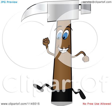 Clipart Of A Running Cartoon Hammer Mascot Royalty Free Vector