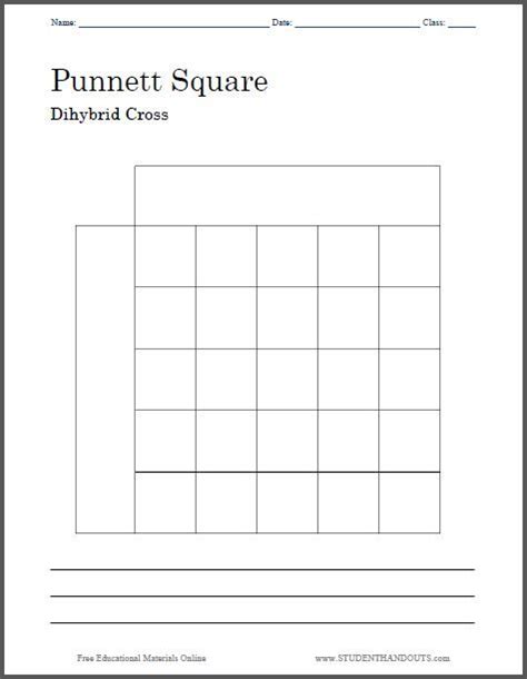 Autosomal dominant/recessive inheritance predicting one trait at a time mono=one. Punnett Square Dihybrid Cross Worksheet - Free to print ...