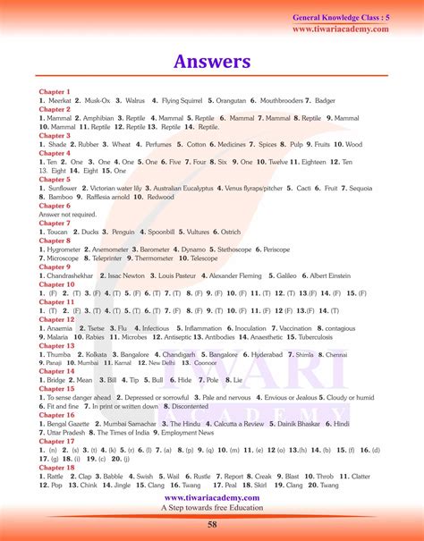 Class 5 General Knowledge Questions Answers Book In Pdf