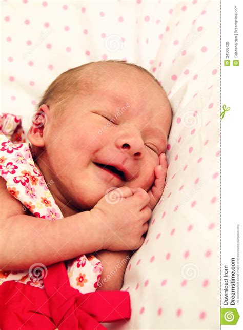 Adorable Sleeping Newborn Baby Girl Stock Photo Image