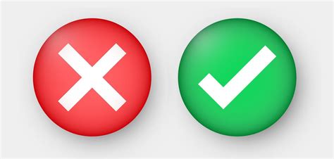 Cross And Check Mark Symbol Set Vector Yes And No Check Marks Button