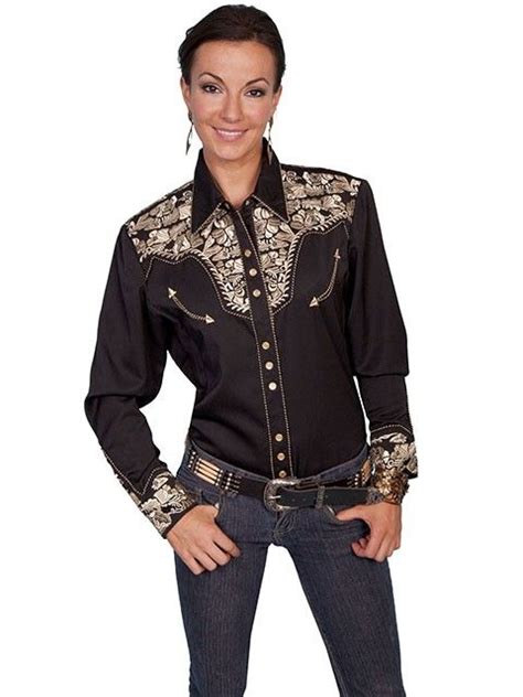 Scully Womens Embroidered Yoke Ls Western Show Shirt Western Wear