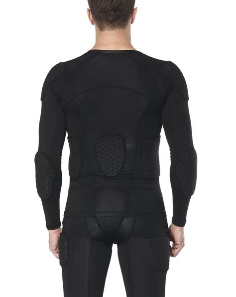 Tuoy Men S Padded Compression Shirt Long Sleeve Rib Chest Protector