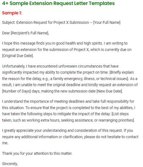 4 Sample Extension Request Letter Templates