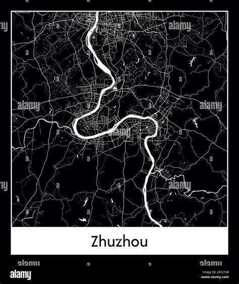 Minimal City Map Of Zhuzhou China Asiaminimal City Map Of Zhuzhou