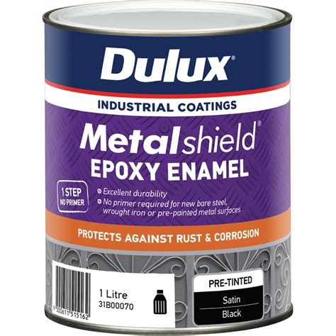 Dulux Metalshield 1l Satin Black Topcoat Epoxy Enamel Paint