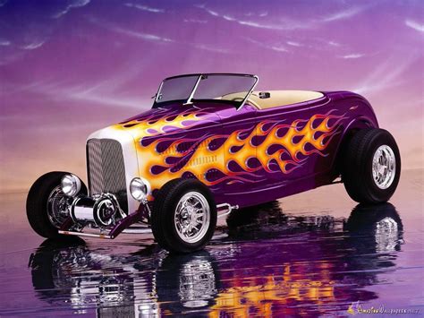 Purple Hot Rod With Flames Cars Bikes Boats Planes And Trains Hot