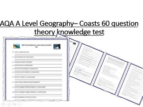 Coasts Aqa A Level Geography Revision Knowledge Test 60 Questions
