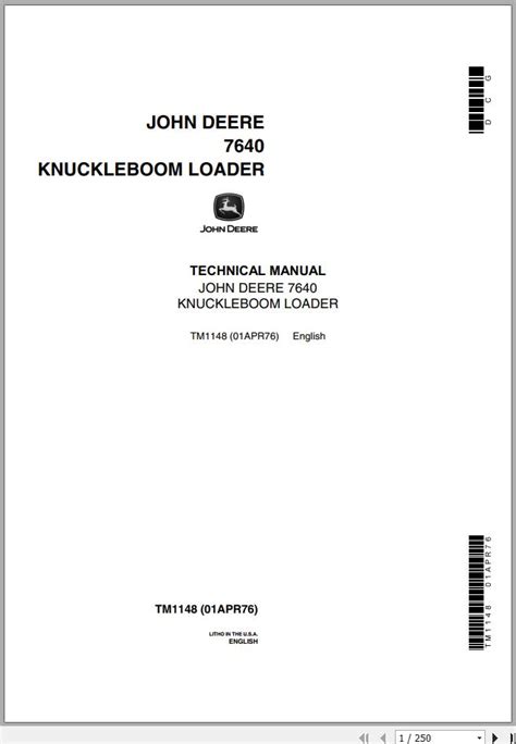 John Deere Knuckleboom Loaders Technical Manual TM Auto