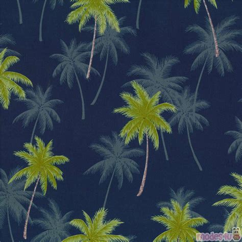 Navy Blue Palm Tree Fabric By Robert Kaufman Fabric By Robert Kaufman