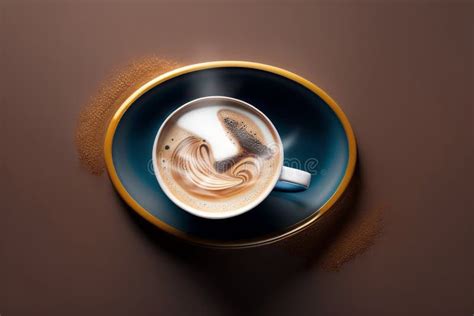 Cup Of Coffee Smoking Top View In A Fantasy Setting Generative Ai Stock Illustration