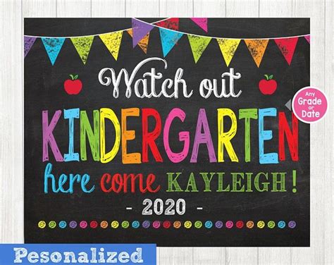 First Day Of Kindergarten Sign First Day Of School Sign Etsy
