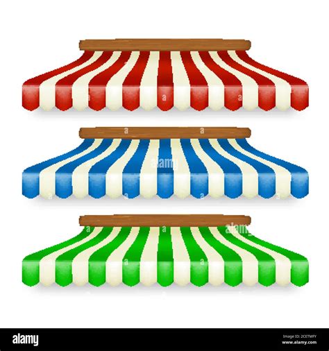 Shop Awnings Different Striped Color Set Vector Stock Vector Image
